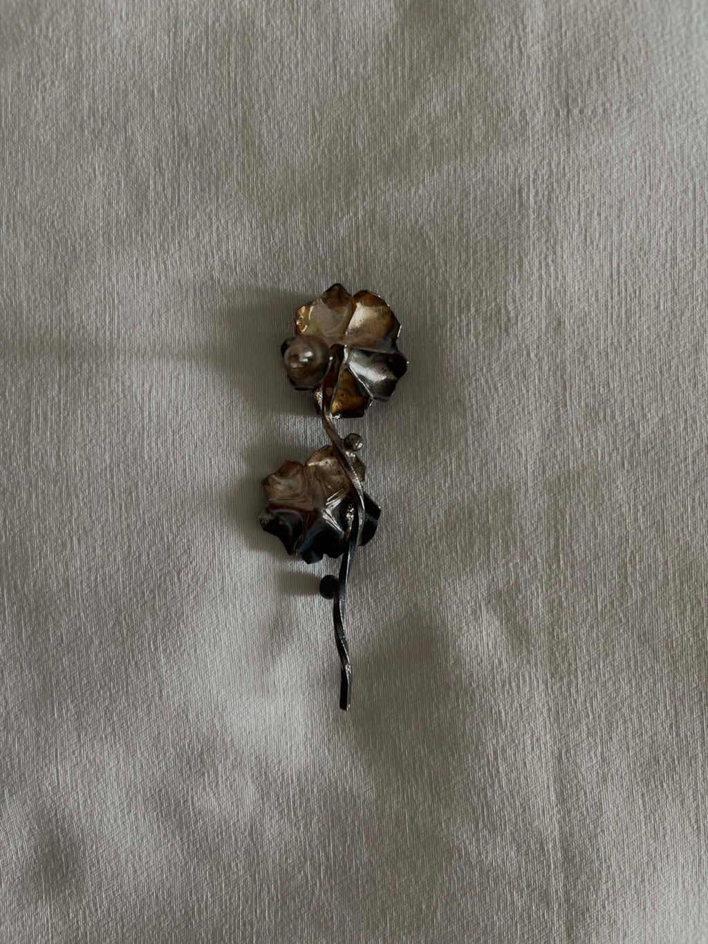 Silver earrings with red stones image 2