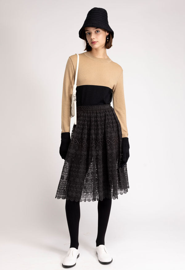 Merino wool color-block sweater