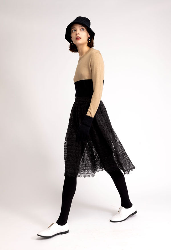 Merino wool color-block sweater