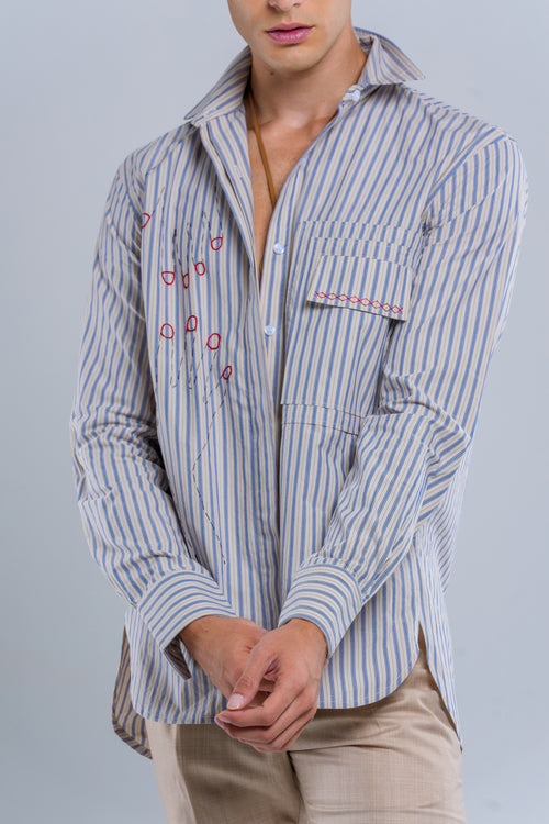 "Touch" hand-embroidered long sleeves shirt