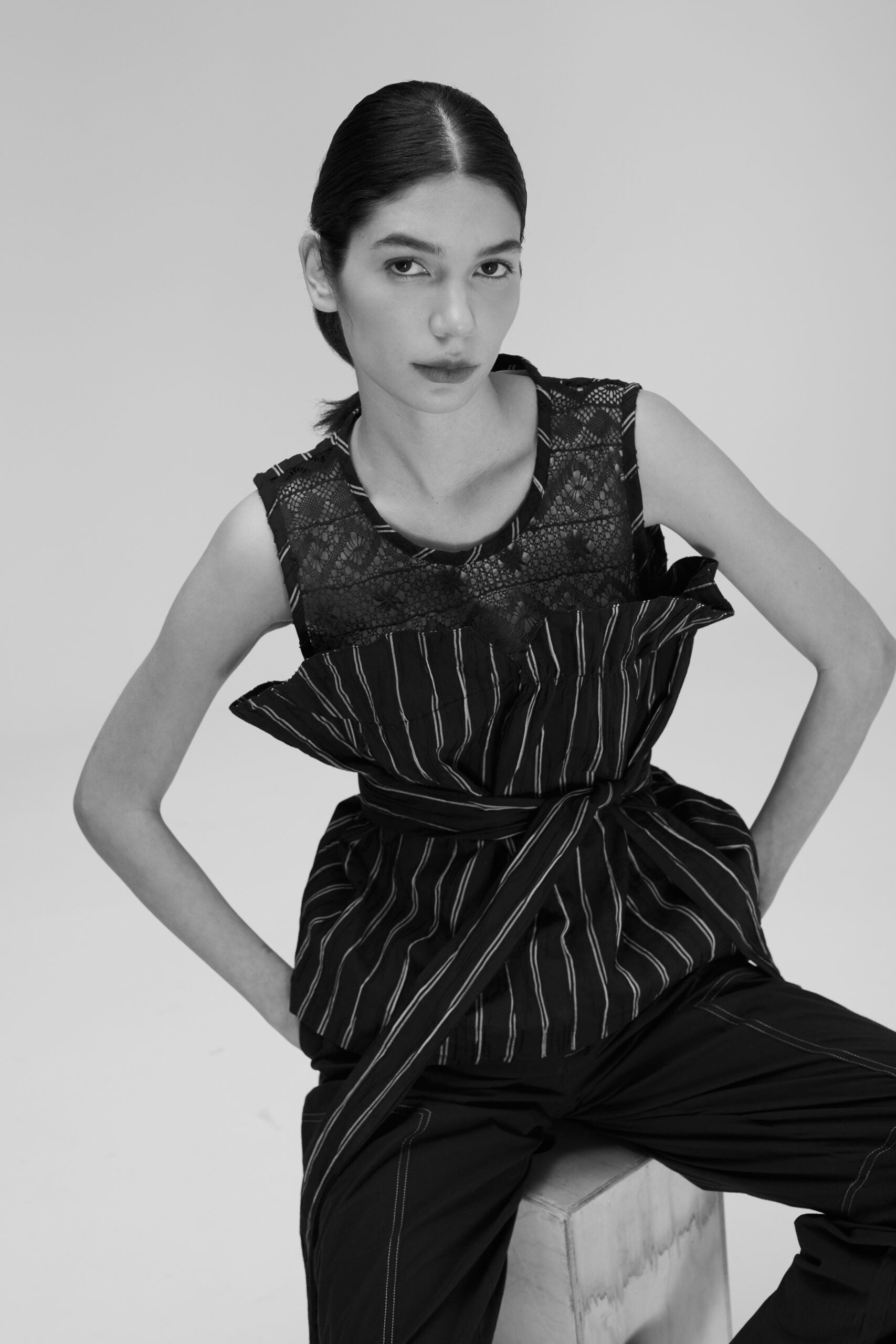 Peplum top with bobbin yoke image 1