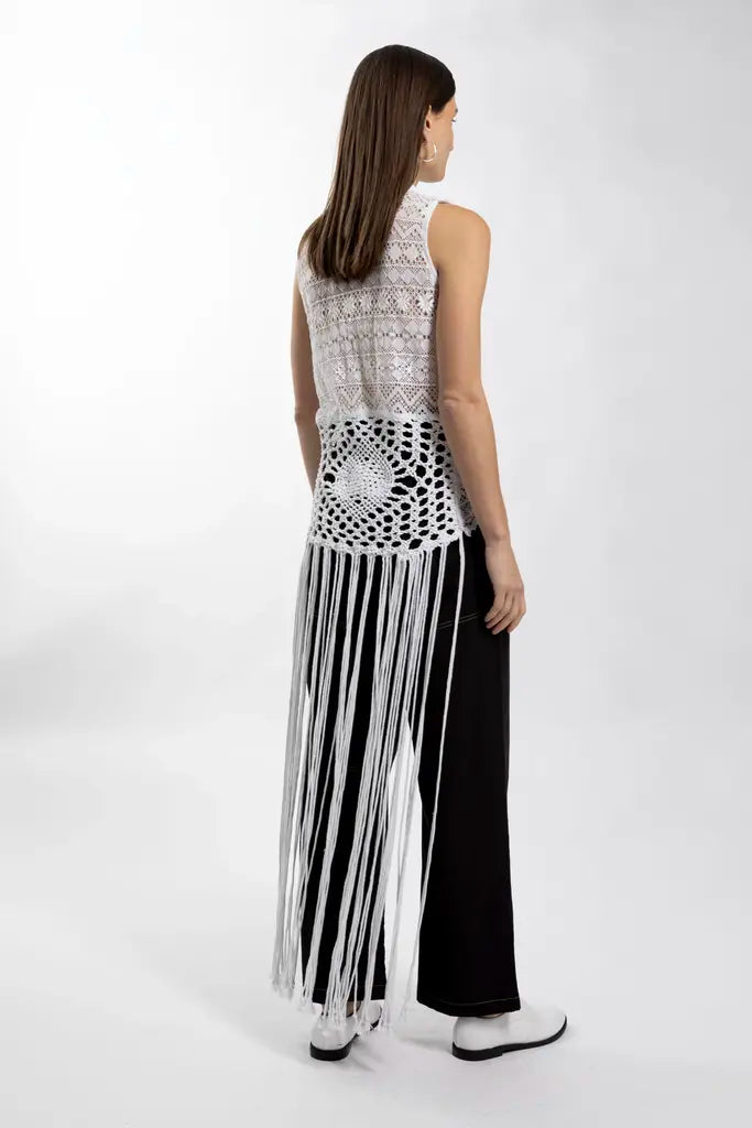 Allover bobbin lace tussle top