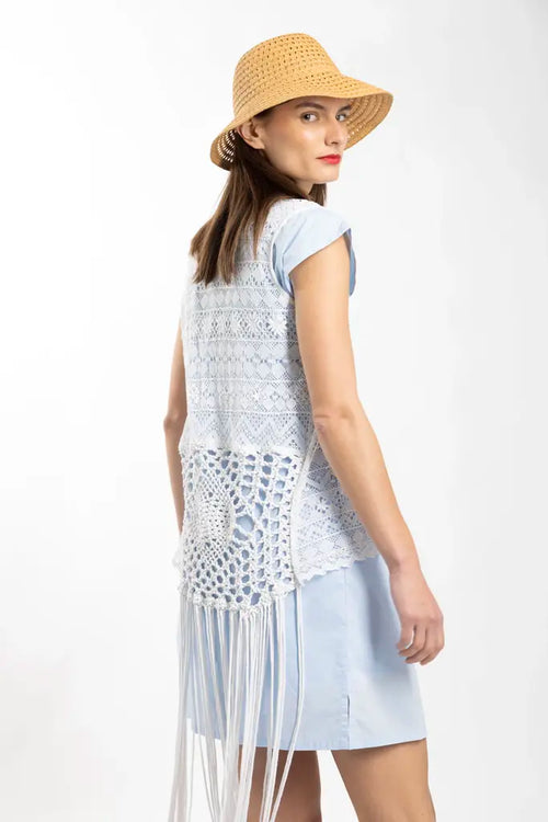 Allover bobbin lace tussle top