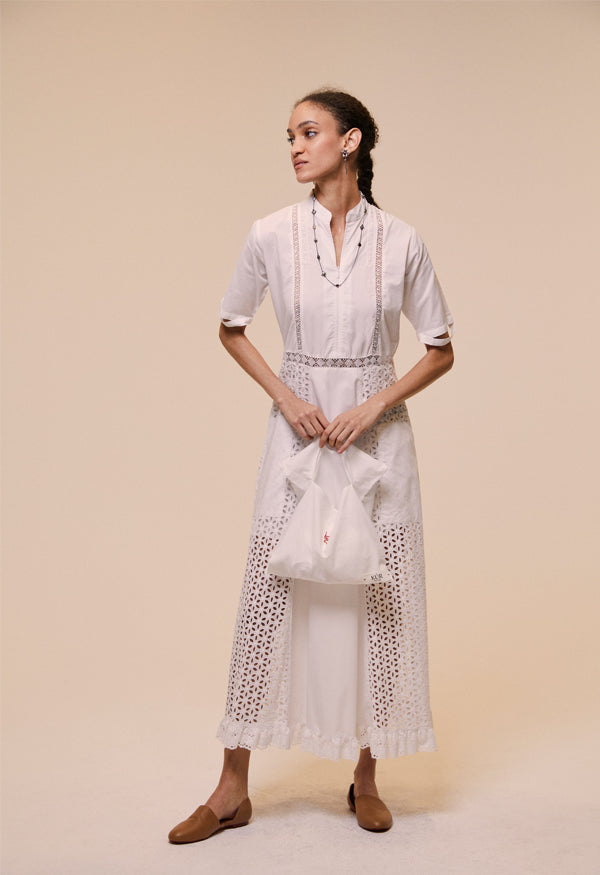 Broderie anglaise white spring dress
