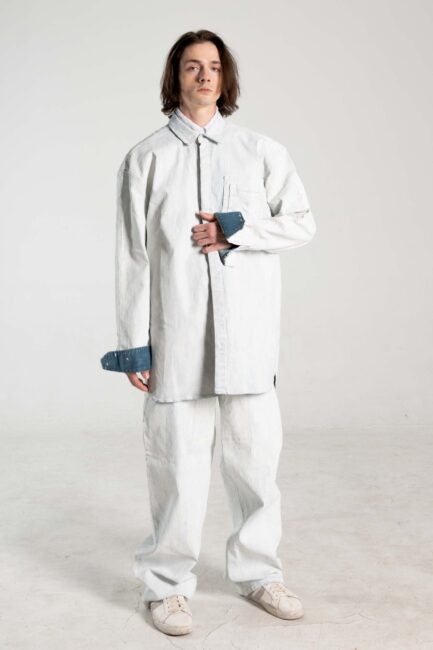 White coated denim shirt